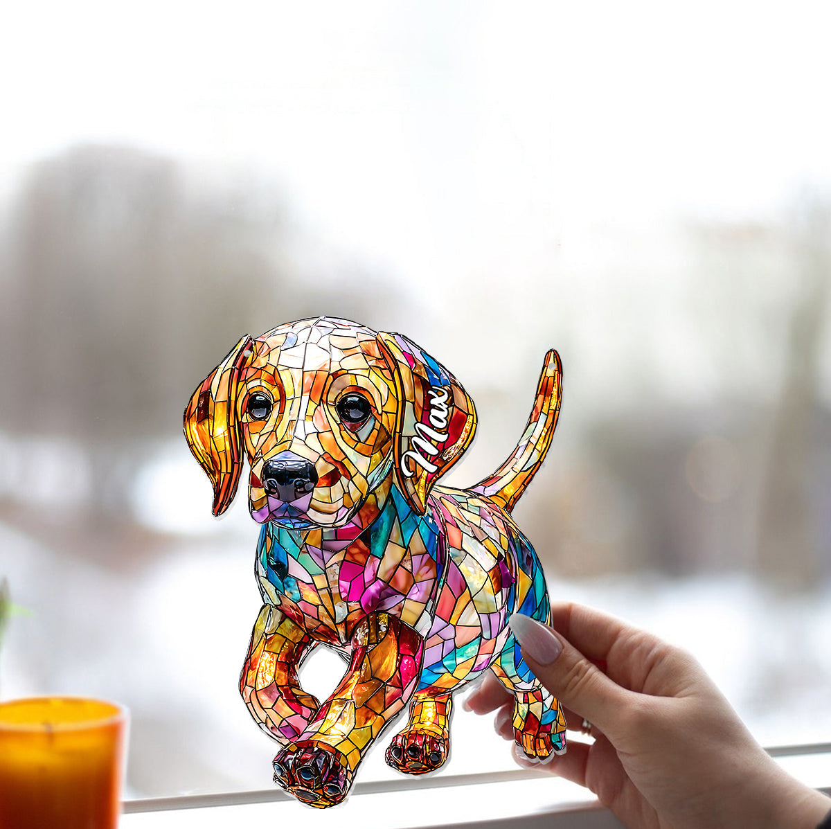 I Love My Dog - Personalized Dog Window Hanging Suncatcher Ornament