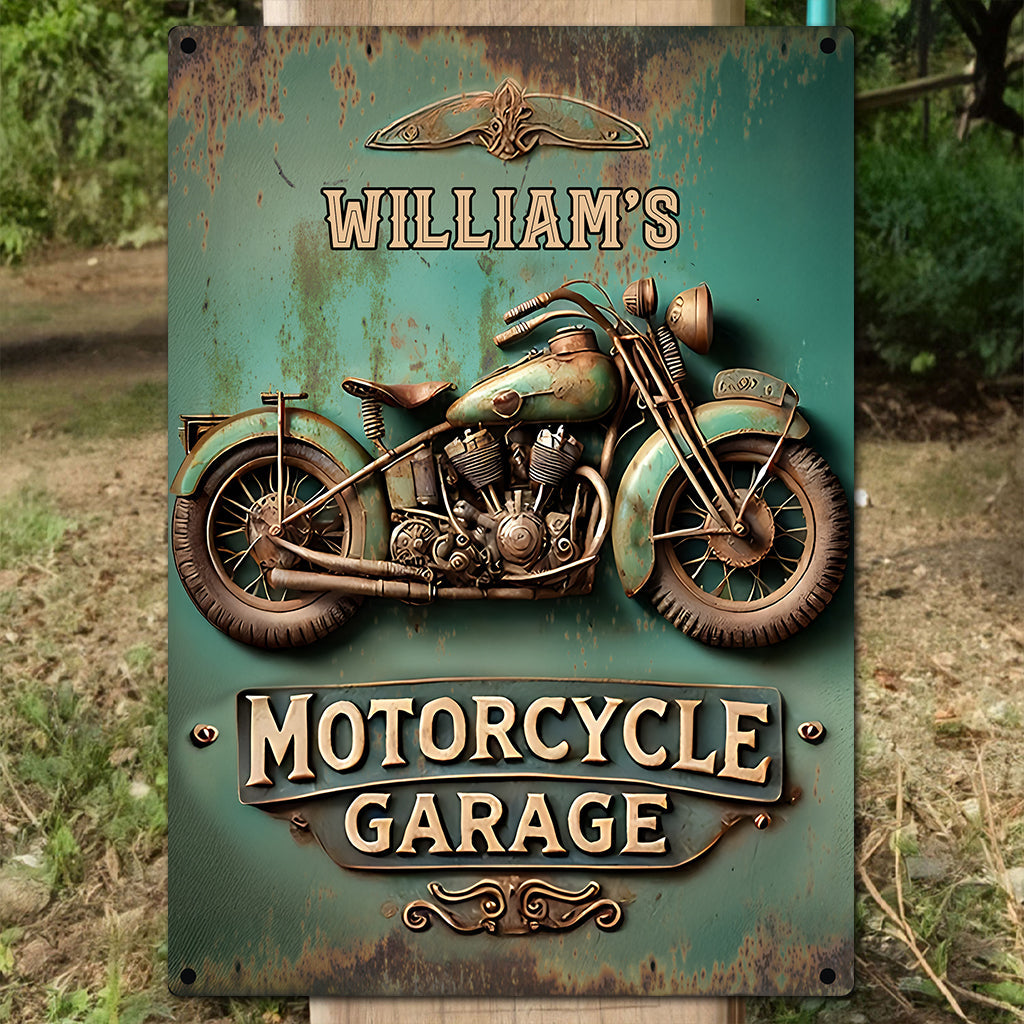 Garage à motos - Panneau métallique rectangulaire personnalisé pour motards