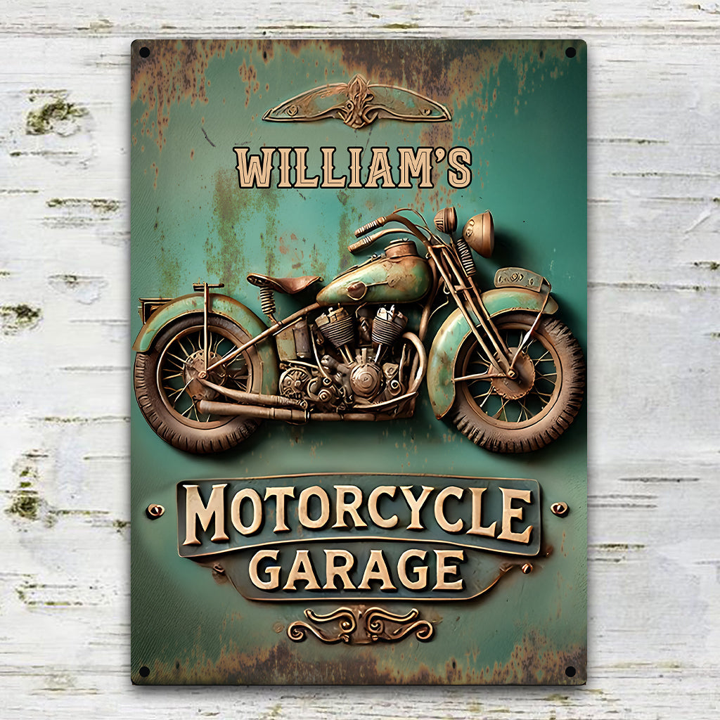 Garage à motos - Panneau métallique rectangulaire personnalisé pour motards