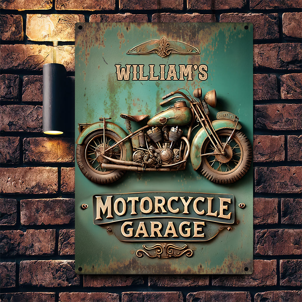 Garage à motos - Panneau métallique rectangulaire personnalisé pour motards