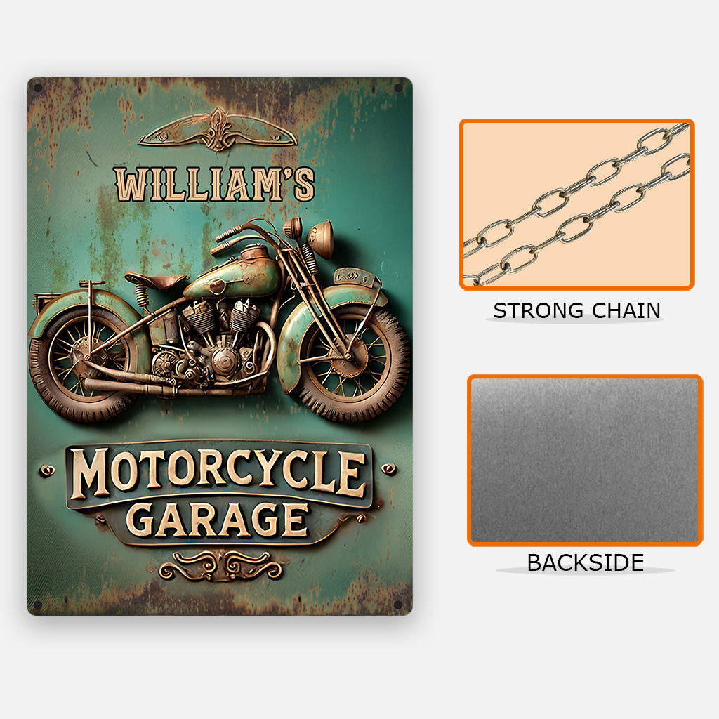 Garage à motos - Panneau métallique rectangulaire personnalisé pour motards