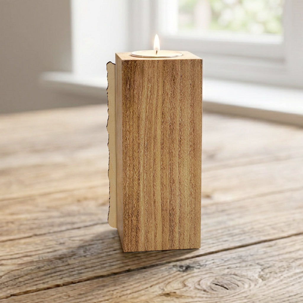 Cadeau Couple Photo Personnalisé - Porte-bougie en Bois Personnalisé