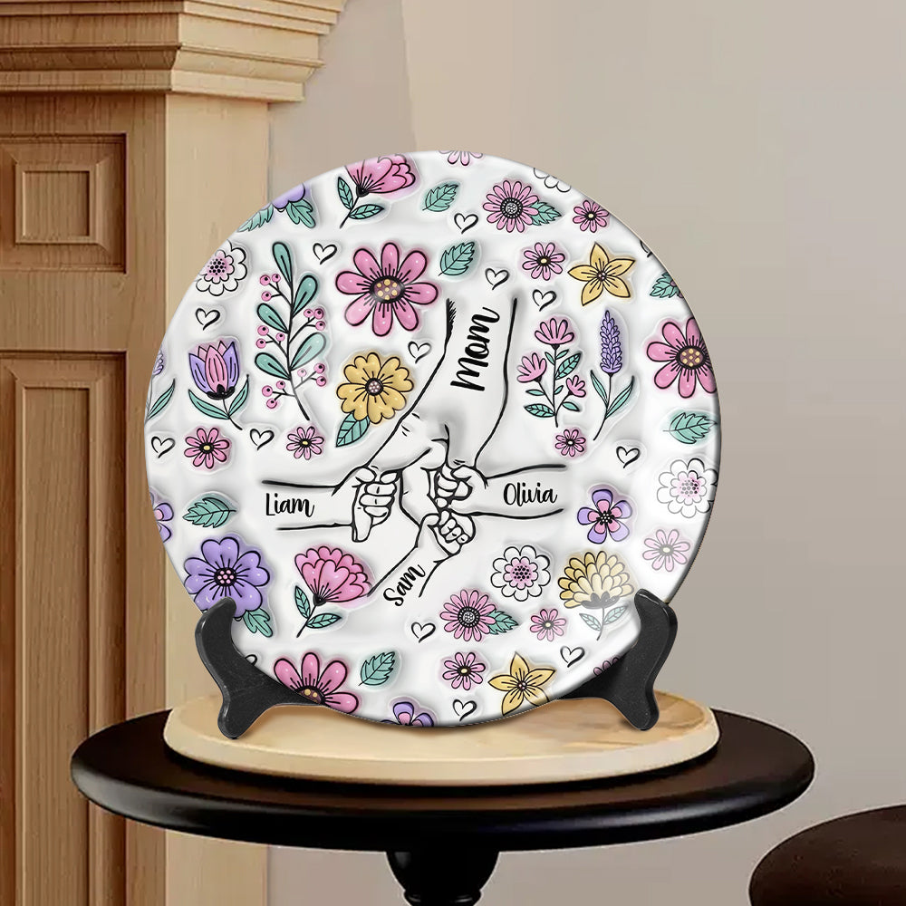 You Hold Our Hands - Personalized Mother Ceramic Round Plate