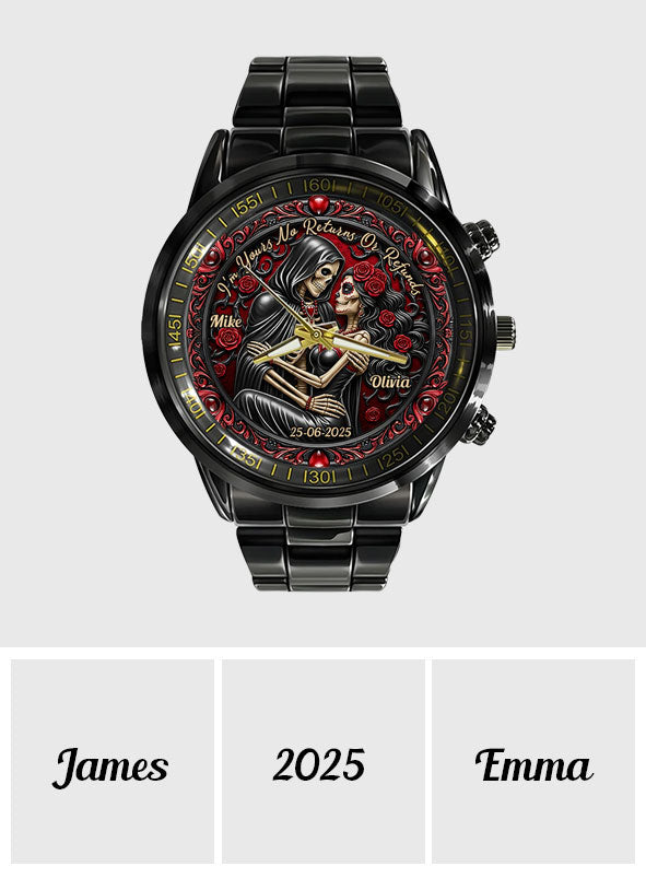 Je suis à toi. Ni retour ni remboursement. Montre-bracelet personnalisée pour couple.