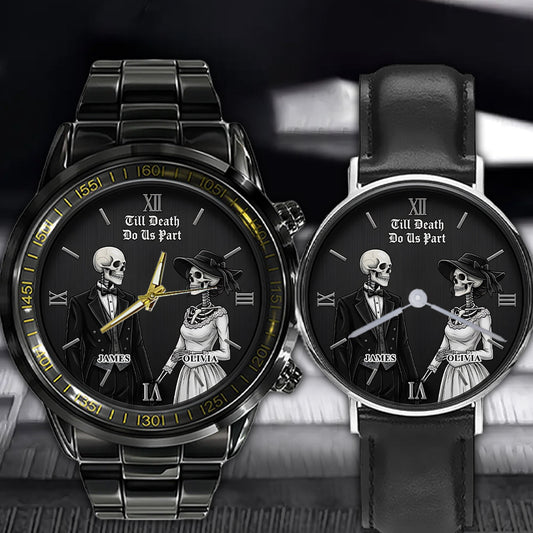Jusqu'à ce que la mort nous sépare - Coffret de montres personnalisées pour couple