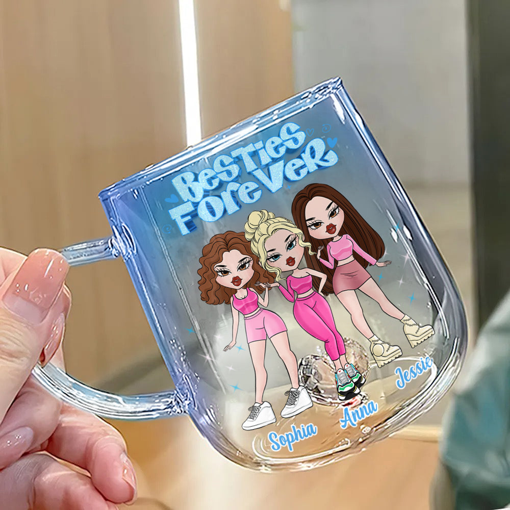 Meilleures amies pour toujours - Mug en verre dégradé personnalisé pour meilleures amies
