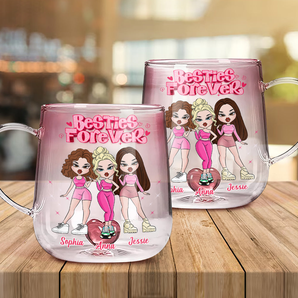 Meilleures amies pour toujours - Mug en verre dégradé personnalisé pour meilleures amies