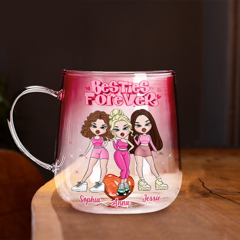 Meilleures amies pour toujours - Mug en verre dégradé personnalisé pour meilleures amies