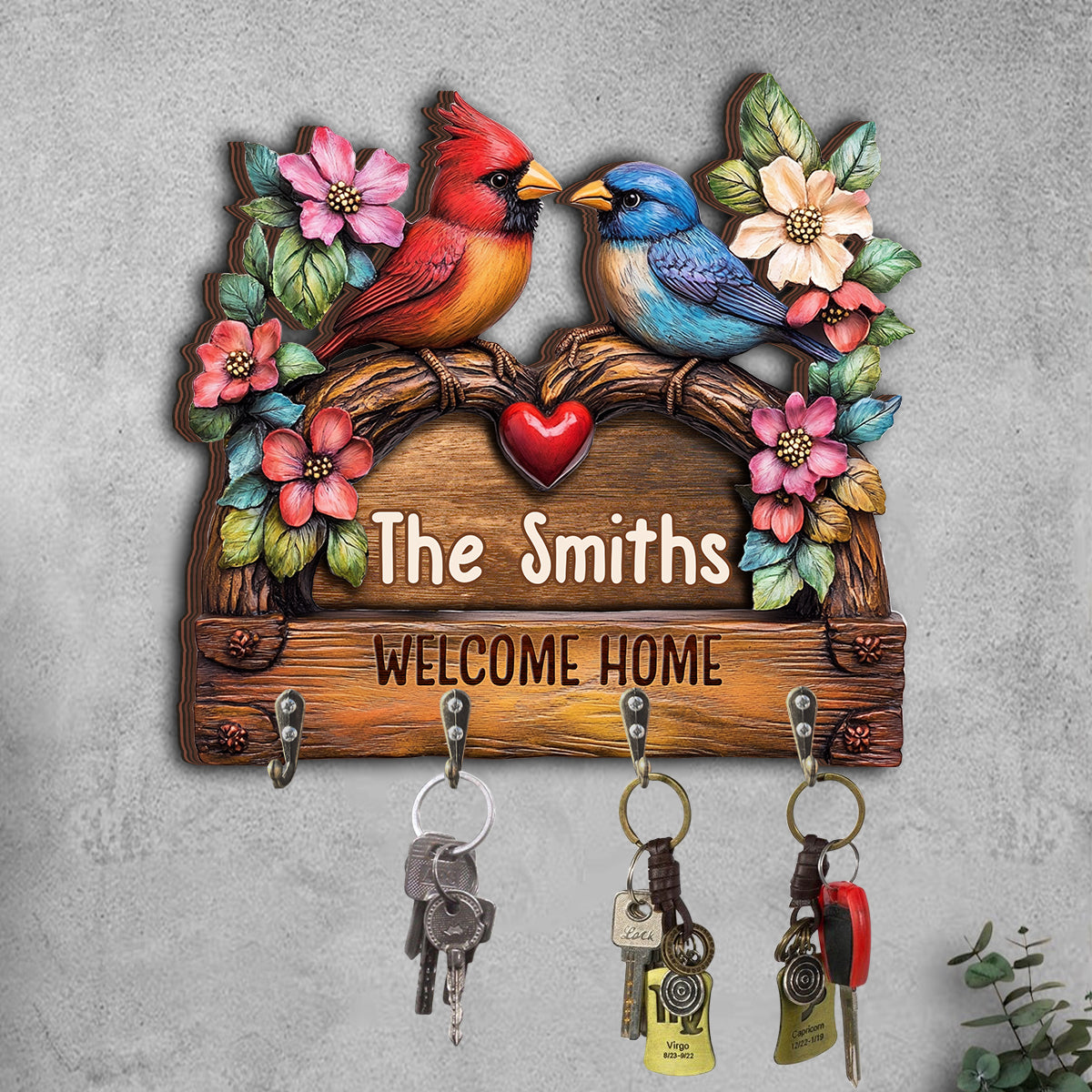 Welcome Home - Personalized Family Custom Shaped Key Rack
