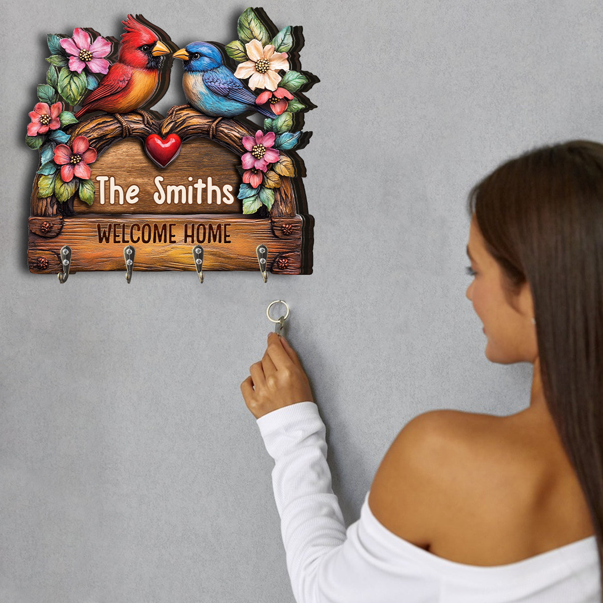 Welcome Home - Personalized Family Custom Shaped Key Rack