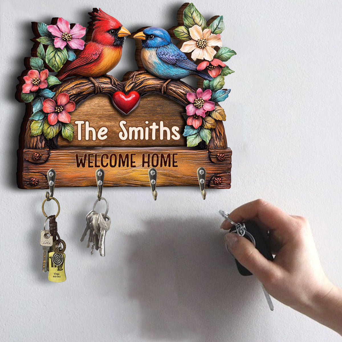 Welcome Home - Personalized Family Custom Shaped Key Rack