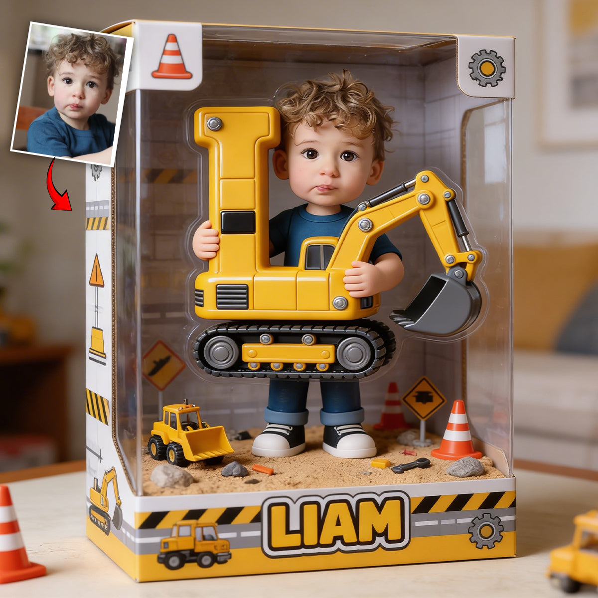 Excavator Alphabet Letter & Custom Photo - Personalized Kid Custom Shaped Acrylic Plaque
