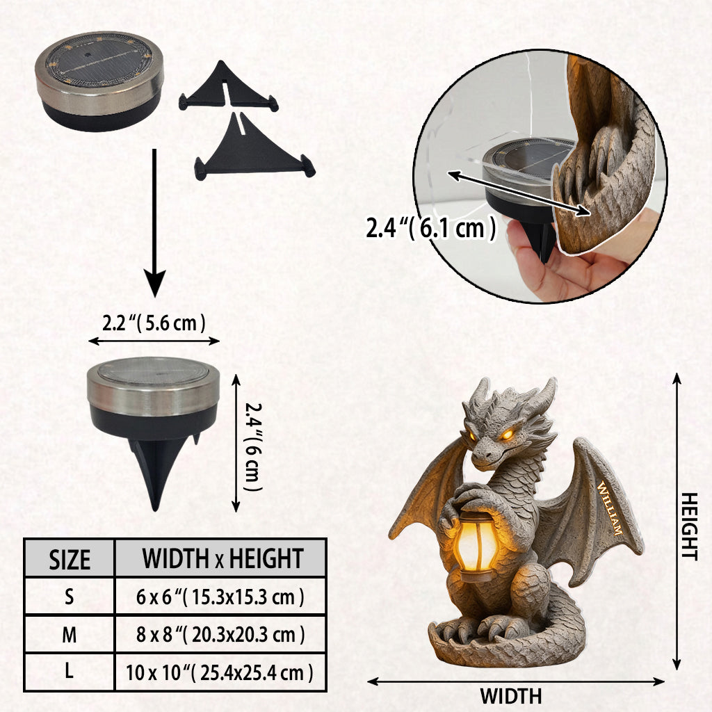 Dragon Gardien - Lampe Solaire Acrylique Personnalisée
