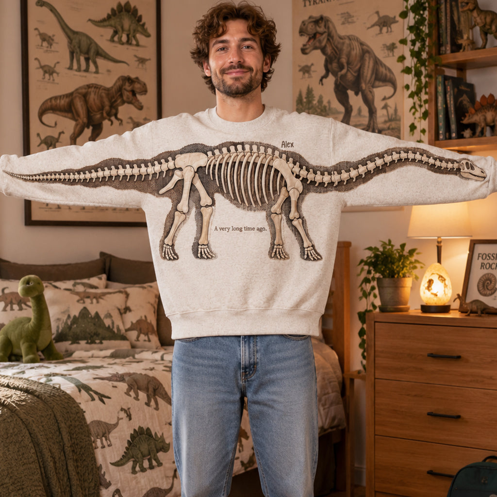 Étirez-vous pour découvrir le dinosaure entier - Chemise personnalisée tout en un