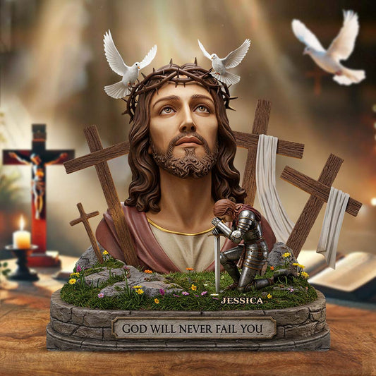 Dieu ne vous abandonnera jamais - Plaque acrylique chrétienne personnalisée en forme de pièce