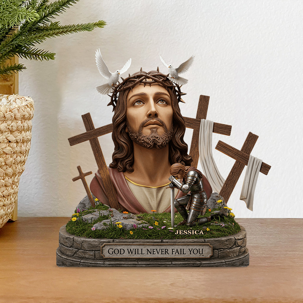 Dieu ne vous abandonnera jamais - Plaque acrylique chrétienne personnalisée en forme de pièce