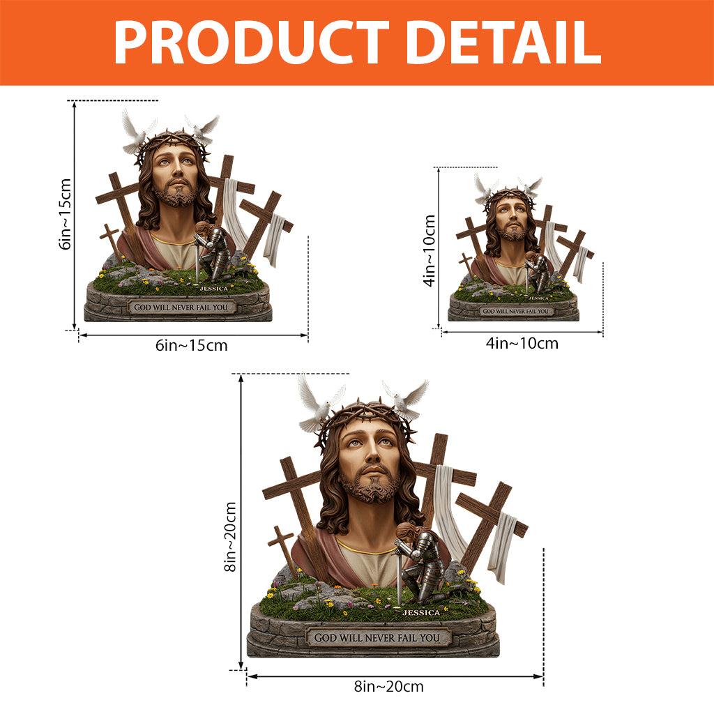 Dieu ne vous abandonnera jamais - Plaque acrylique chrétienne personnalisée en forme de pièce