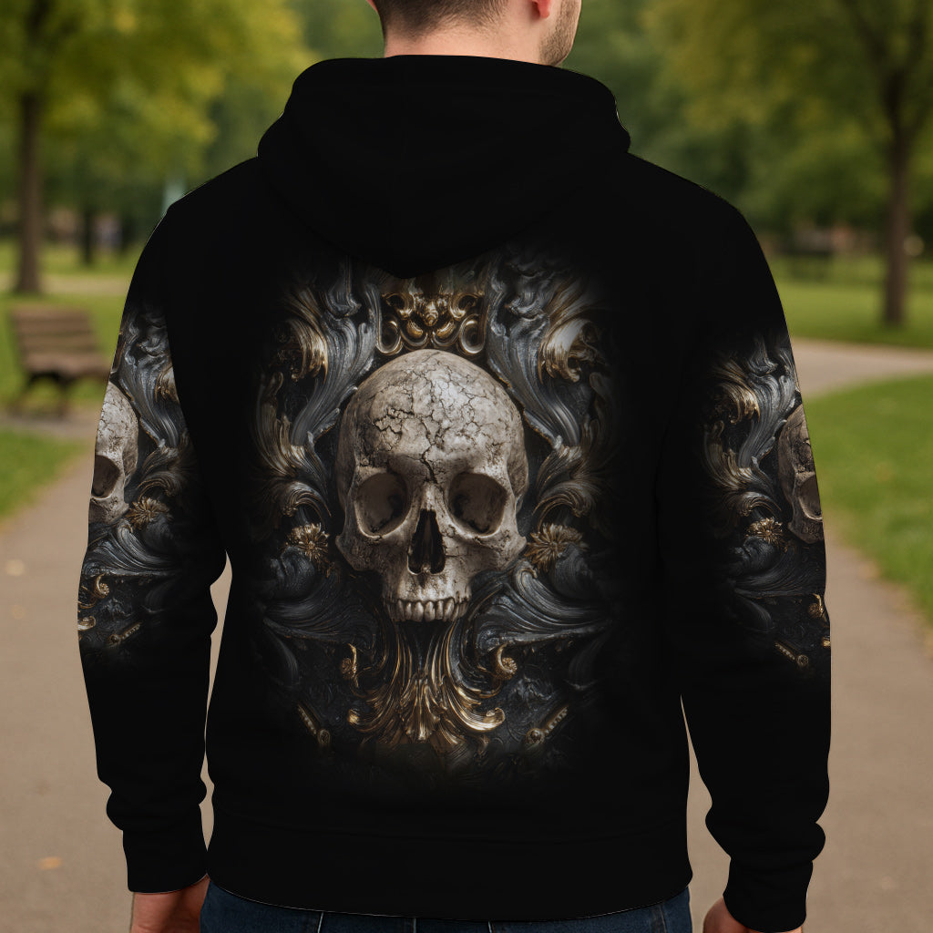 T-shirt personnalisé à motif crâne métallique - T-shirt intégral à motif crâne.