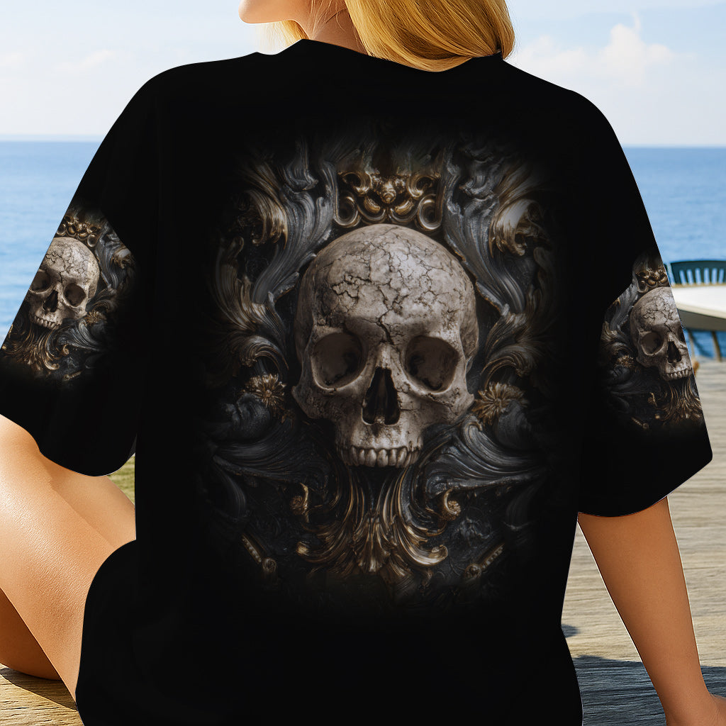 T-shirt personnalisé à motif crâne métallique - T-shirt intégral à motif crâne.