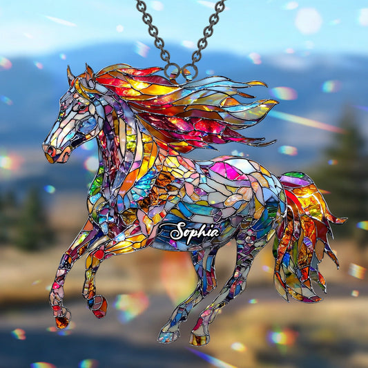 A Horse Loves Freedom - Personalized Horse Window Hanging Suncatcher Ornament