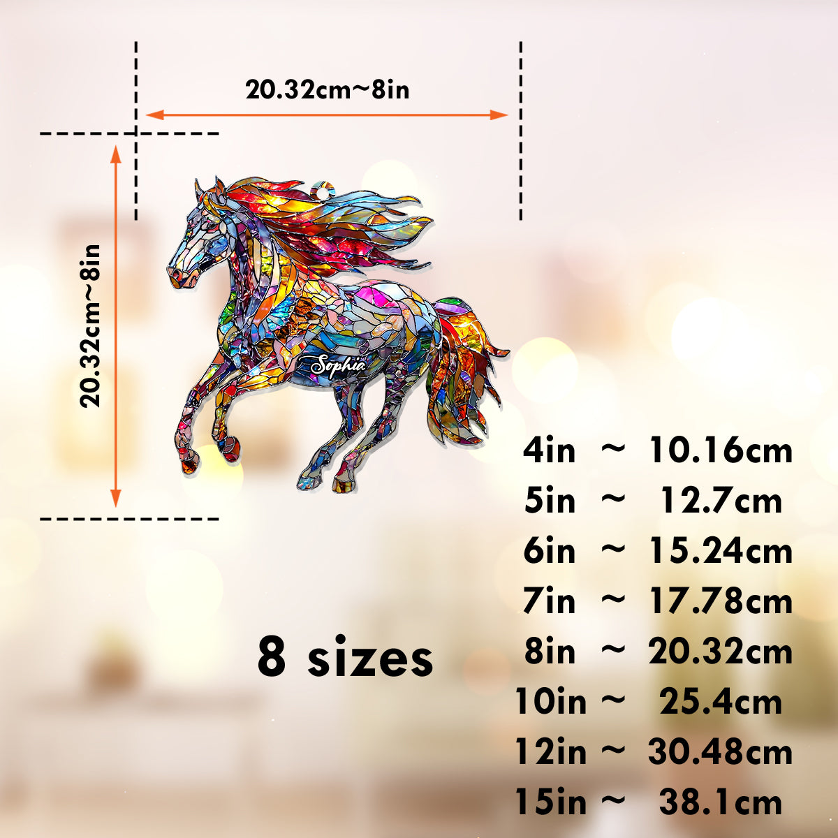 Un cheval aime la liberté - Décoration attrape-soleil personnalisée à suspendre à la fenêtre, en forme de cheval 