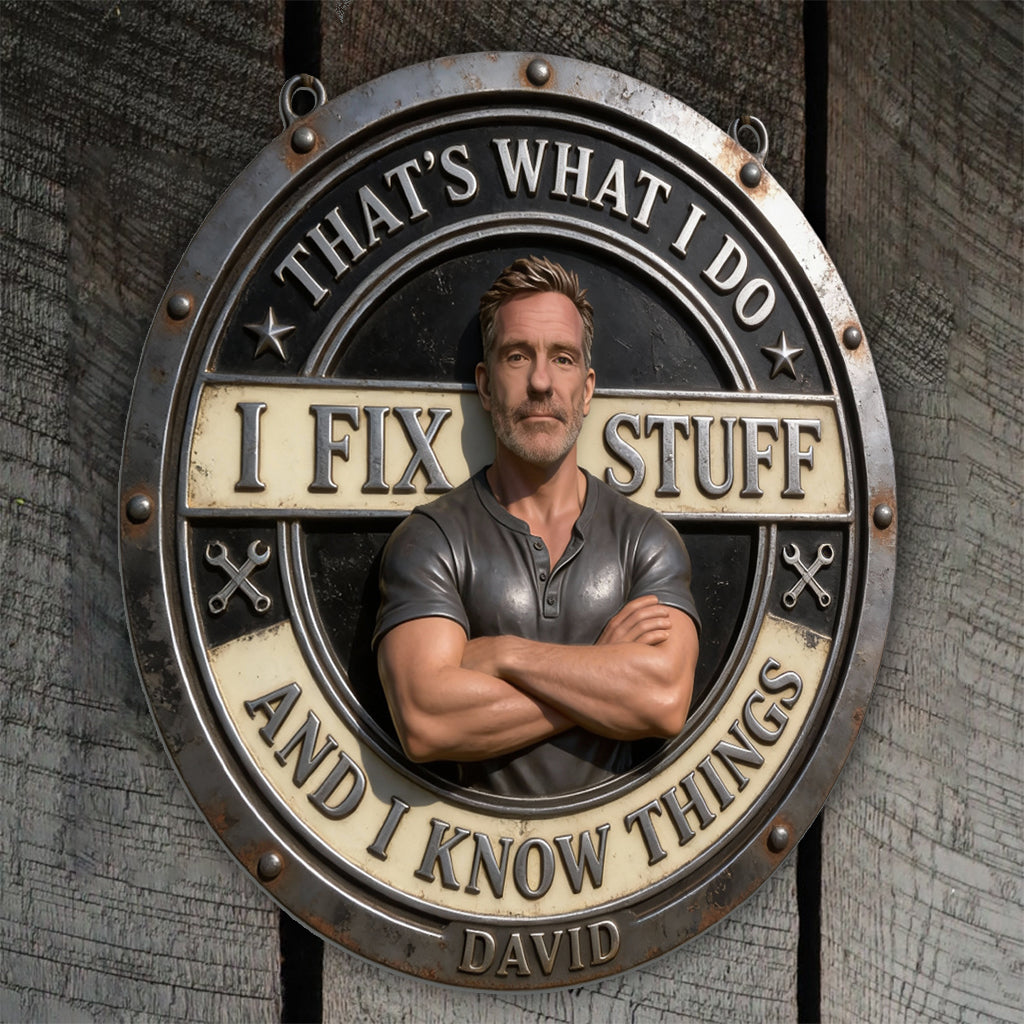 Panneau métallique personnalisé « Je répare tout » découpé à la main, à partir de n'importe quelle photo