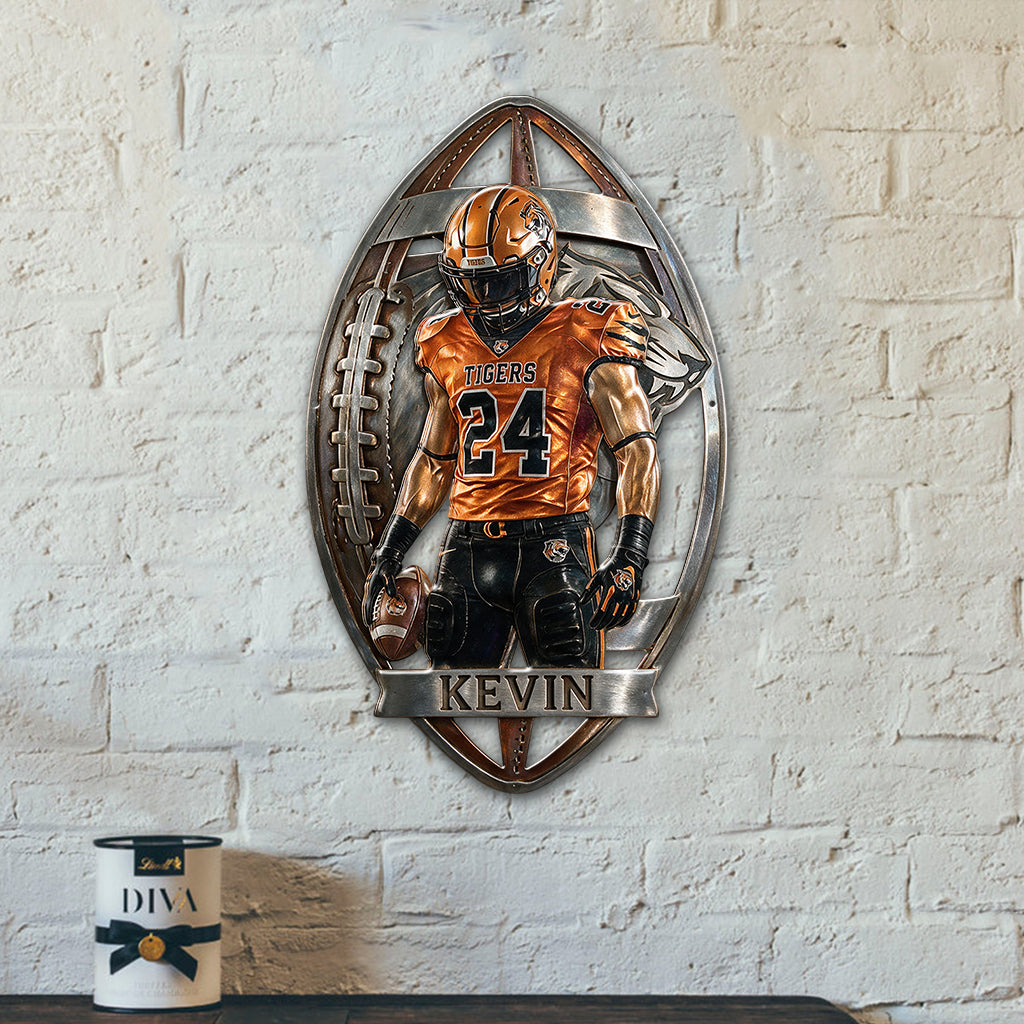 Any Sport, Any Photo - Personalized Football 3D Printed Cut Metal Sign