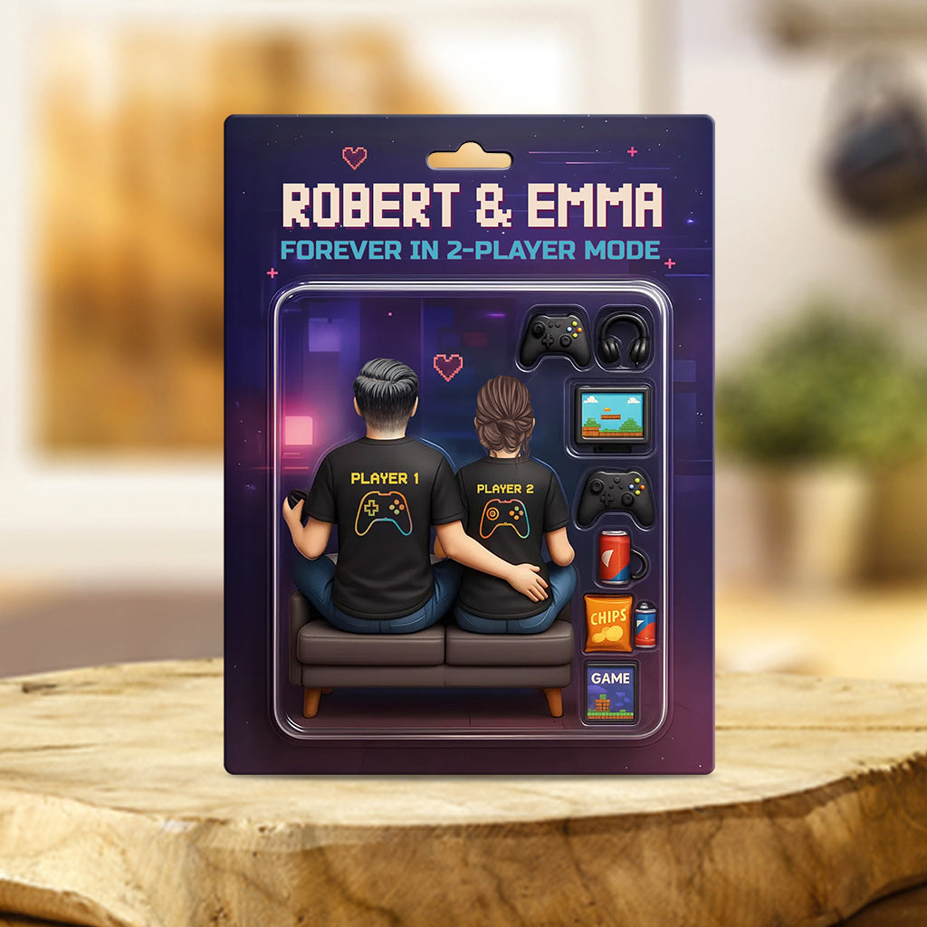 Game Players Couple, Toy Box Figures Style - Personalized Couple Custom Shaped Acrylic Plaque