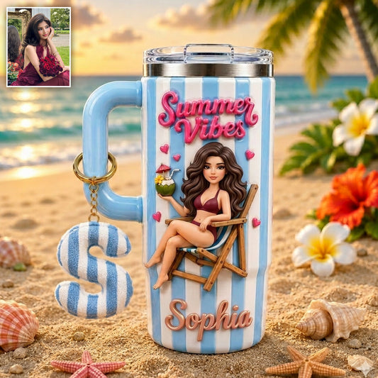 Beach Lovin' Girl - Personalized Sea Lover Tumbler With Handle