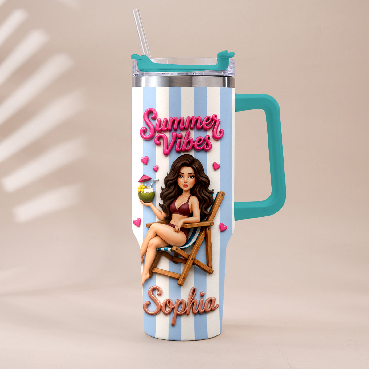 Beach Lovin' Girl - Personalized Sea Lover Tumbler With Handle