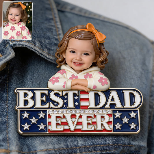 Papa Patriote - Épingle en Émail Personnalisée 3D Embossée