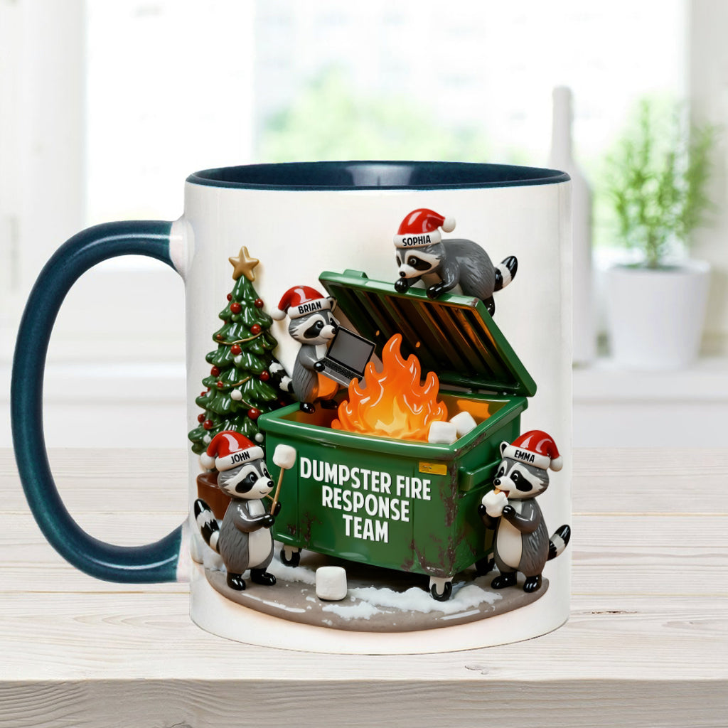 Mug personnalisé « Équipe d'intervention en cas d'incendie de poubelle » pour collègues