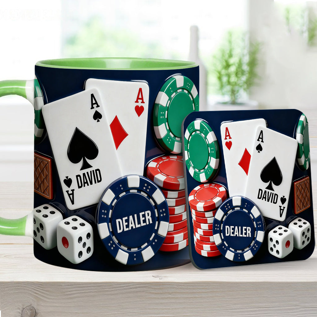 Love Poker - Personalized Poker Accent Mug & Coaster