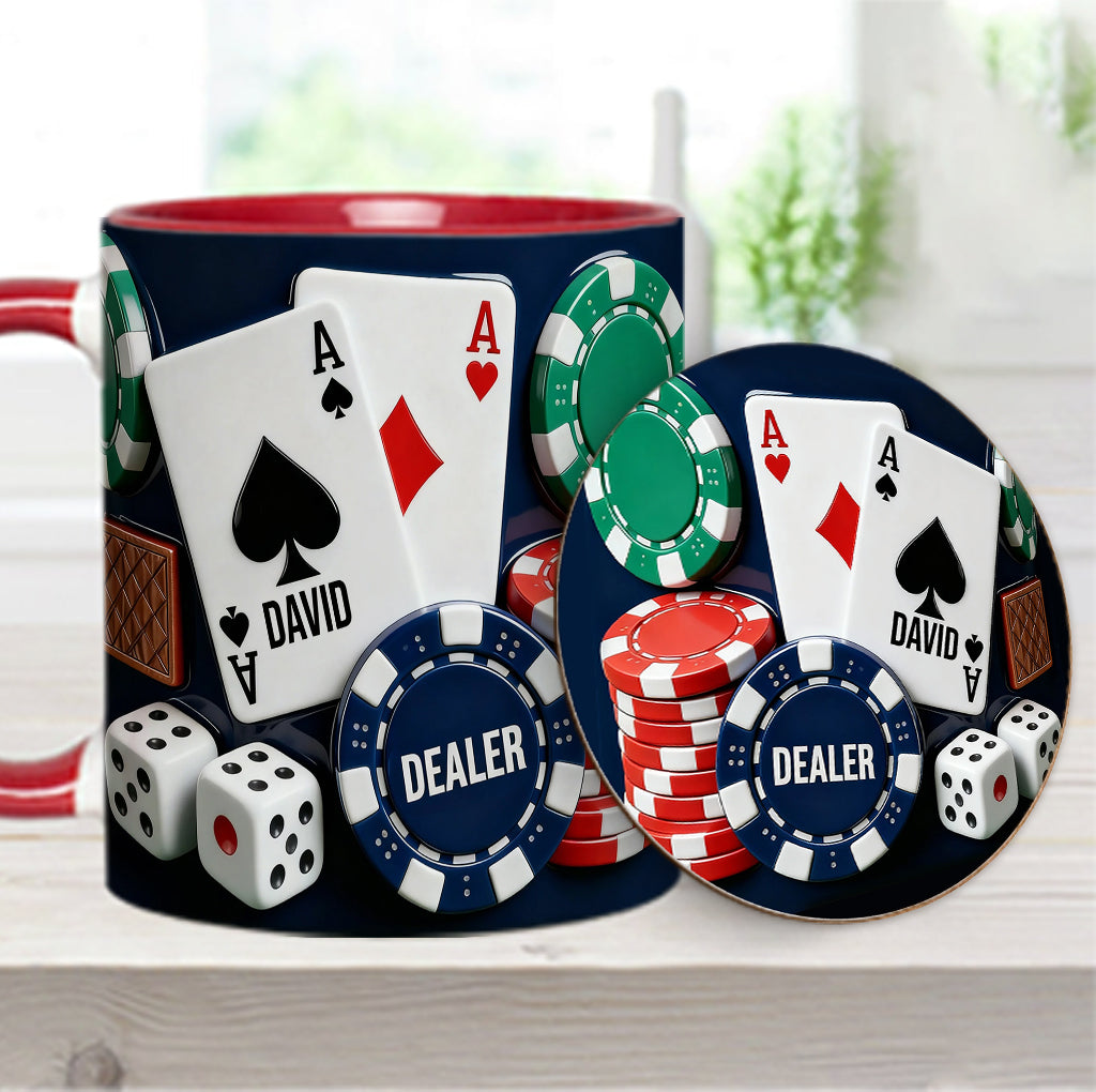 Love Poker - Personalized Poker Accent Mug & Coaster