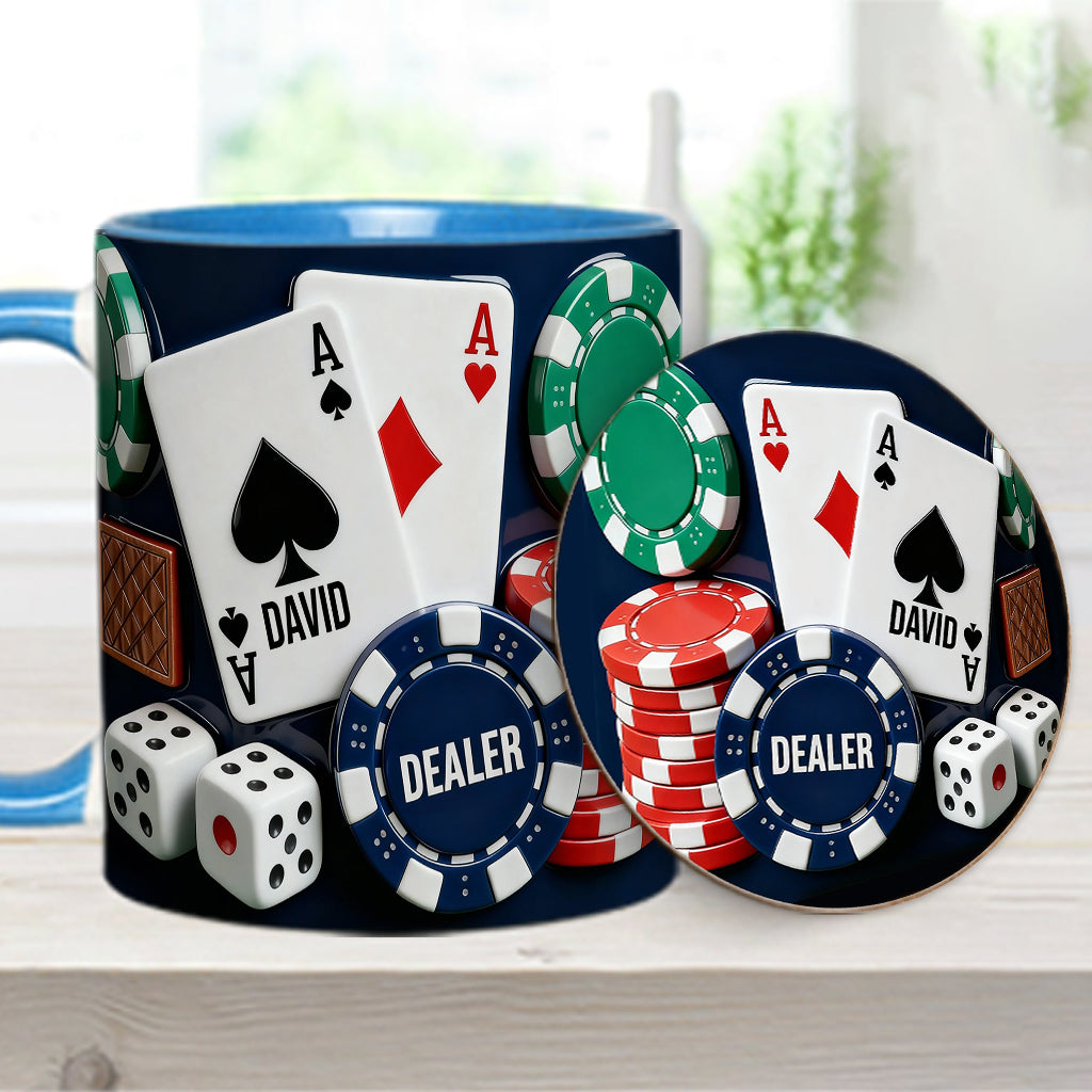 Love Poker - Personalized Poker Accent Mug & Coaster
