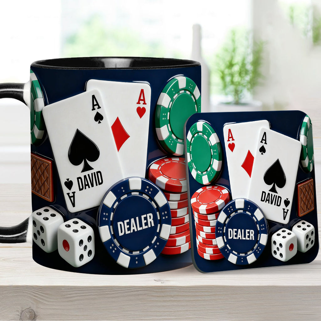 Love Poker - Personalized Poker Accent Mug & Coaster