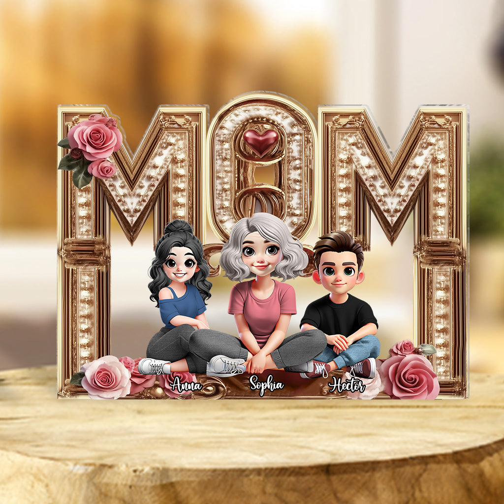 Maman, je t'aime - Plaque acrylique personnalisée pour maman