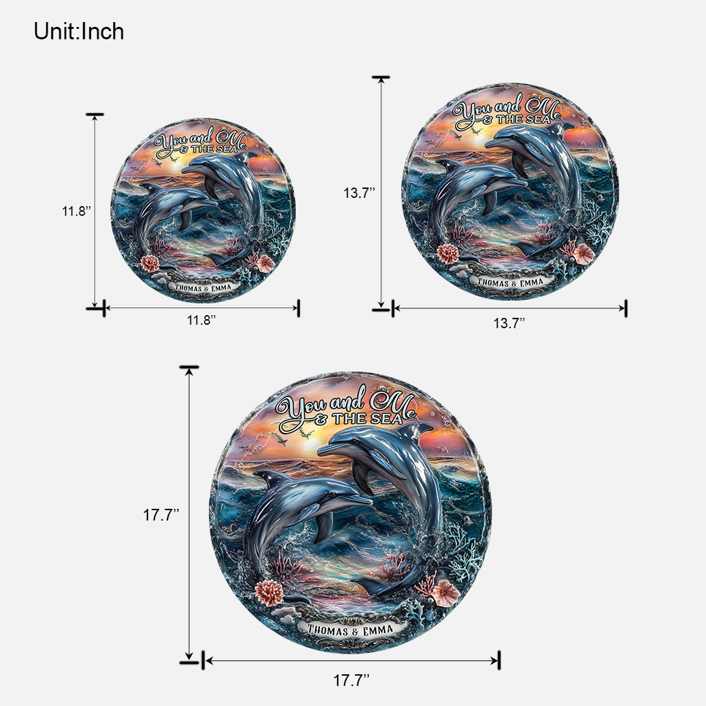 Toi, moi et la mer - Panneau en bois personnalisé avec dauphin