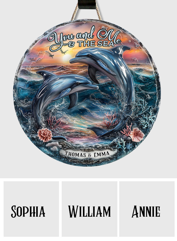 Toi, moi et la mer - Panneau en bois personnalisé avec dauphin