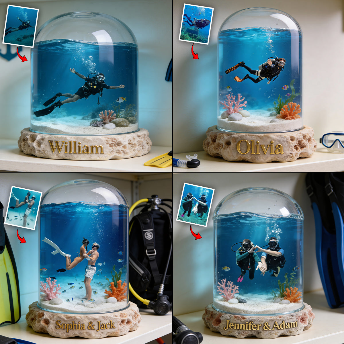 Fantasy Ocean - Plaque acrylique personnalisée de plongée sous-marine en forme de pièce
