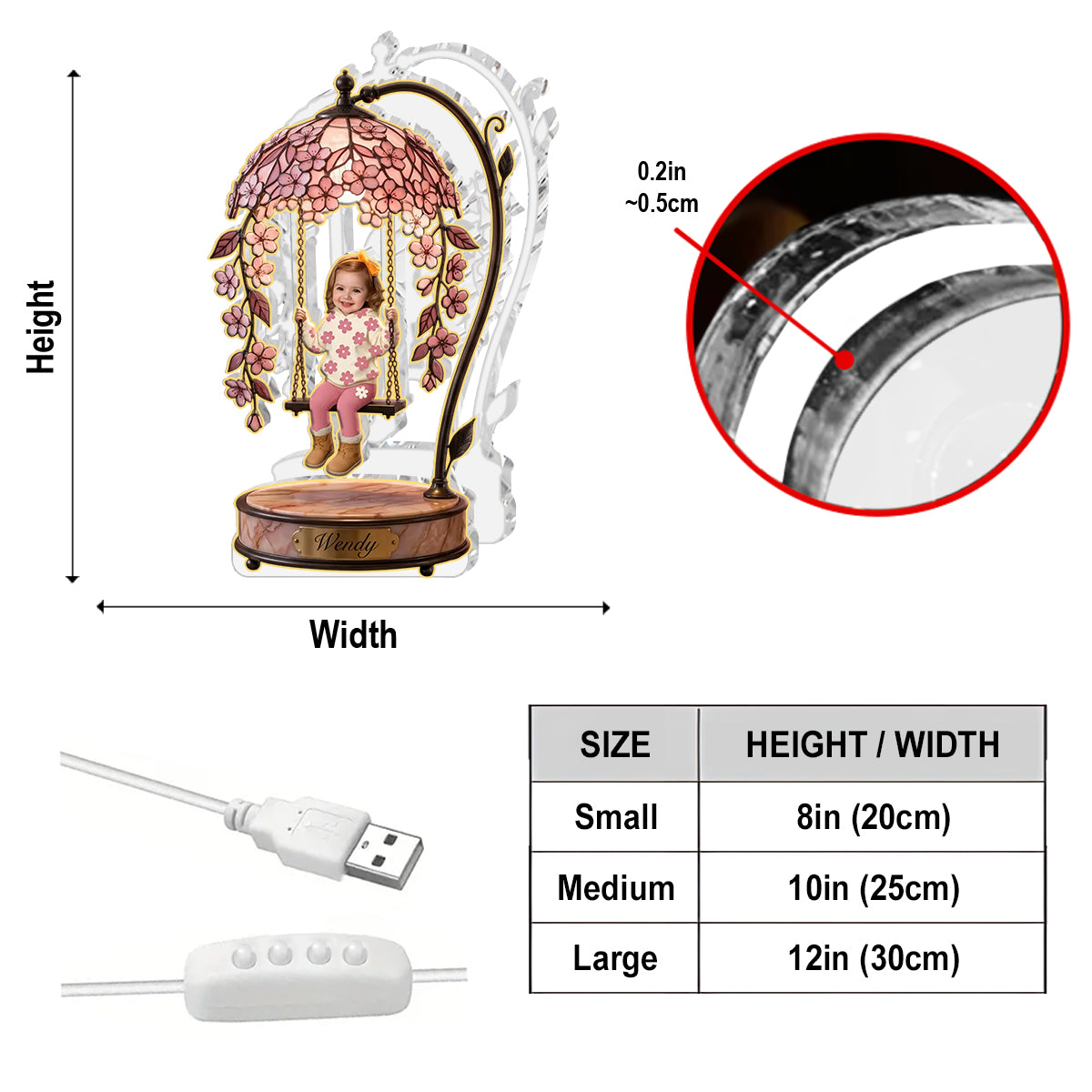 Beautiful Gift For Kids - Personalized Kid Acrylic LED Night Light