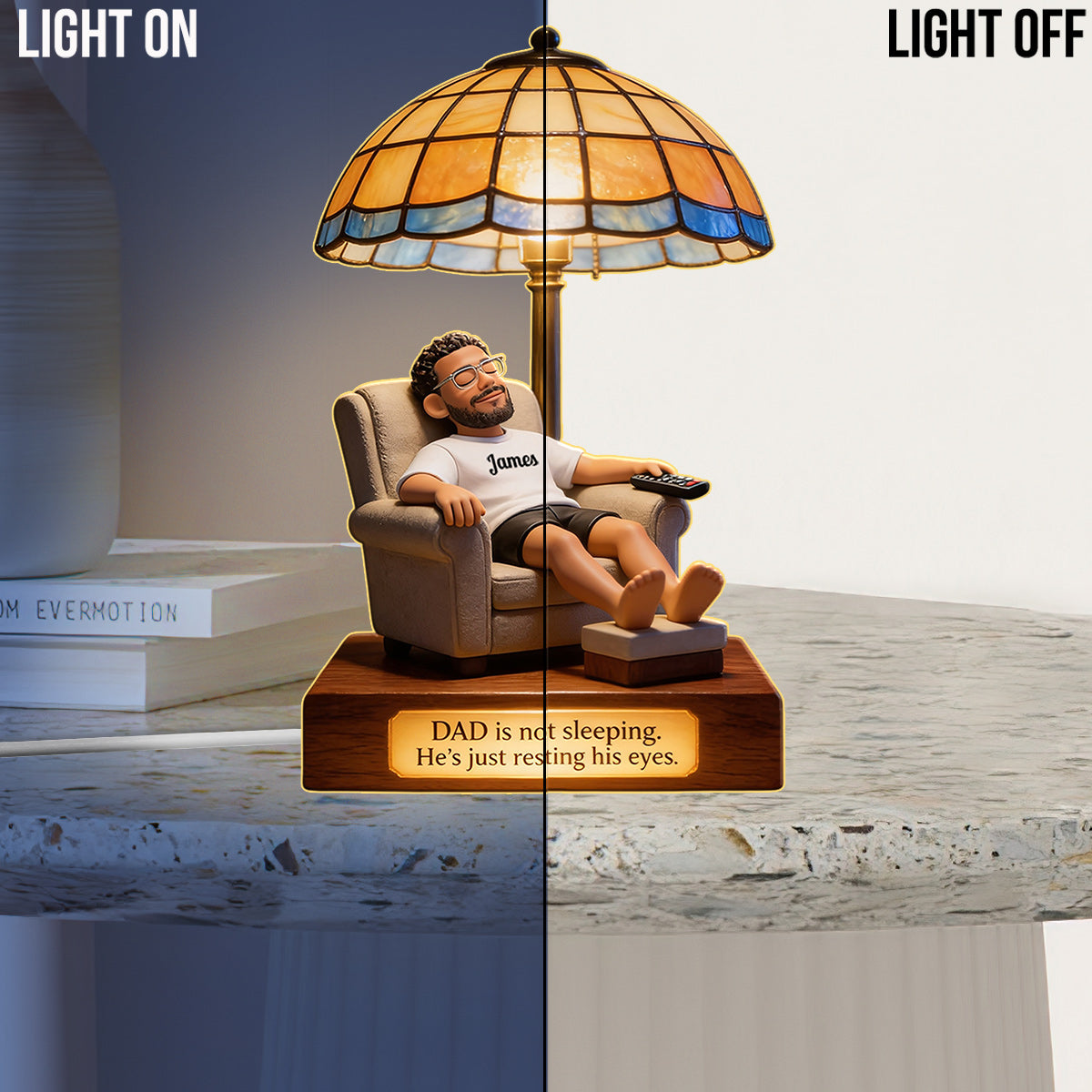 Reposez Mes Yeux - Lampe de Nuit LED Acrylique Personnalisée pour Papa