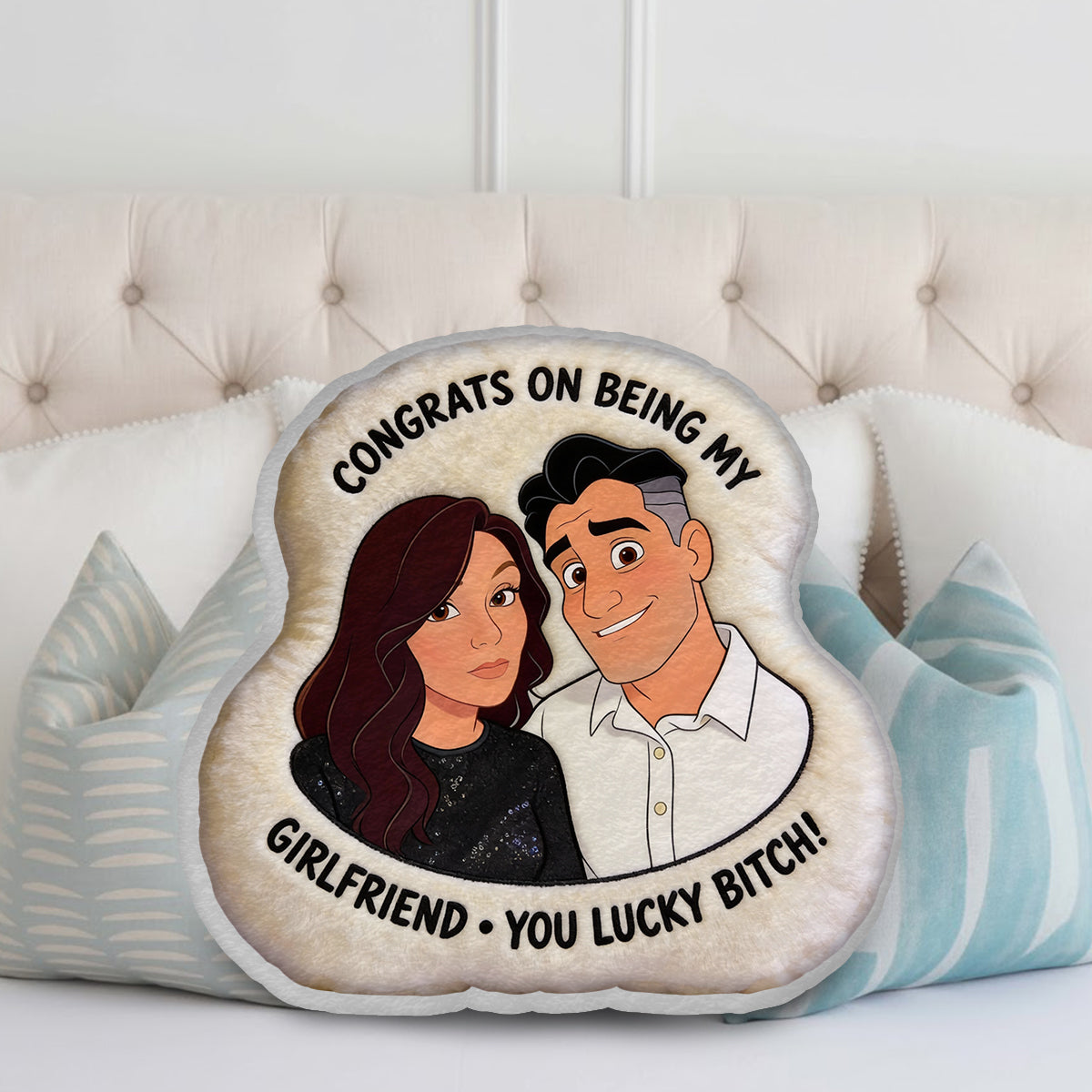 Love Is You - Personalized Couple Faux Fur Shaped Pillow