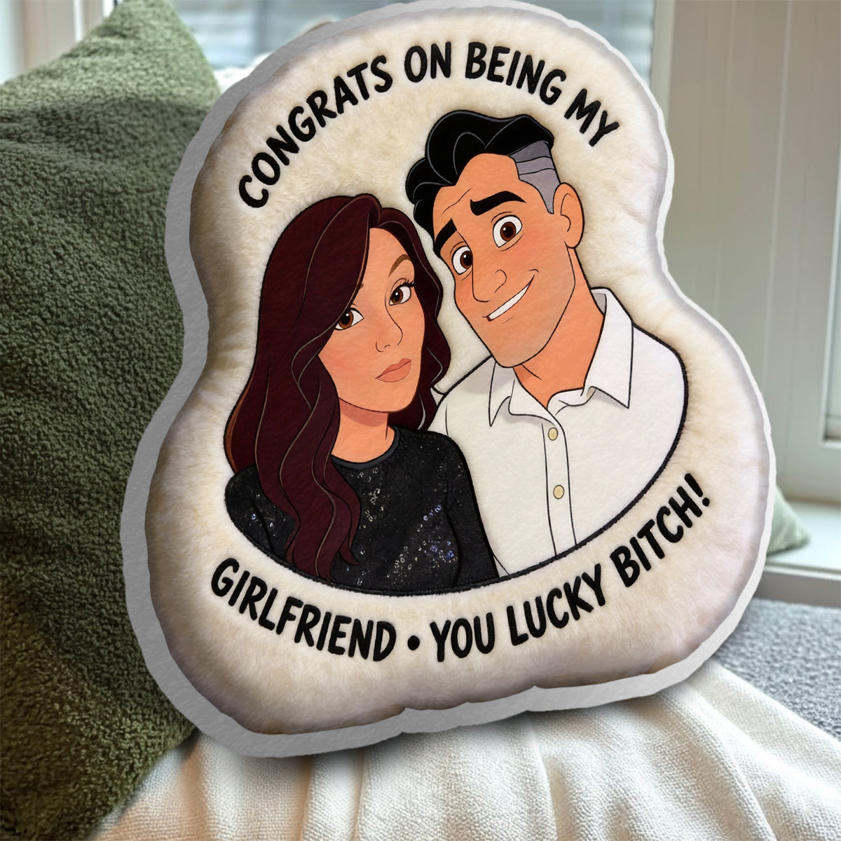 Love Is You - Personalized Couple Faux Fur Shaped Pillow