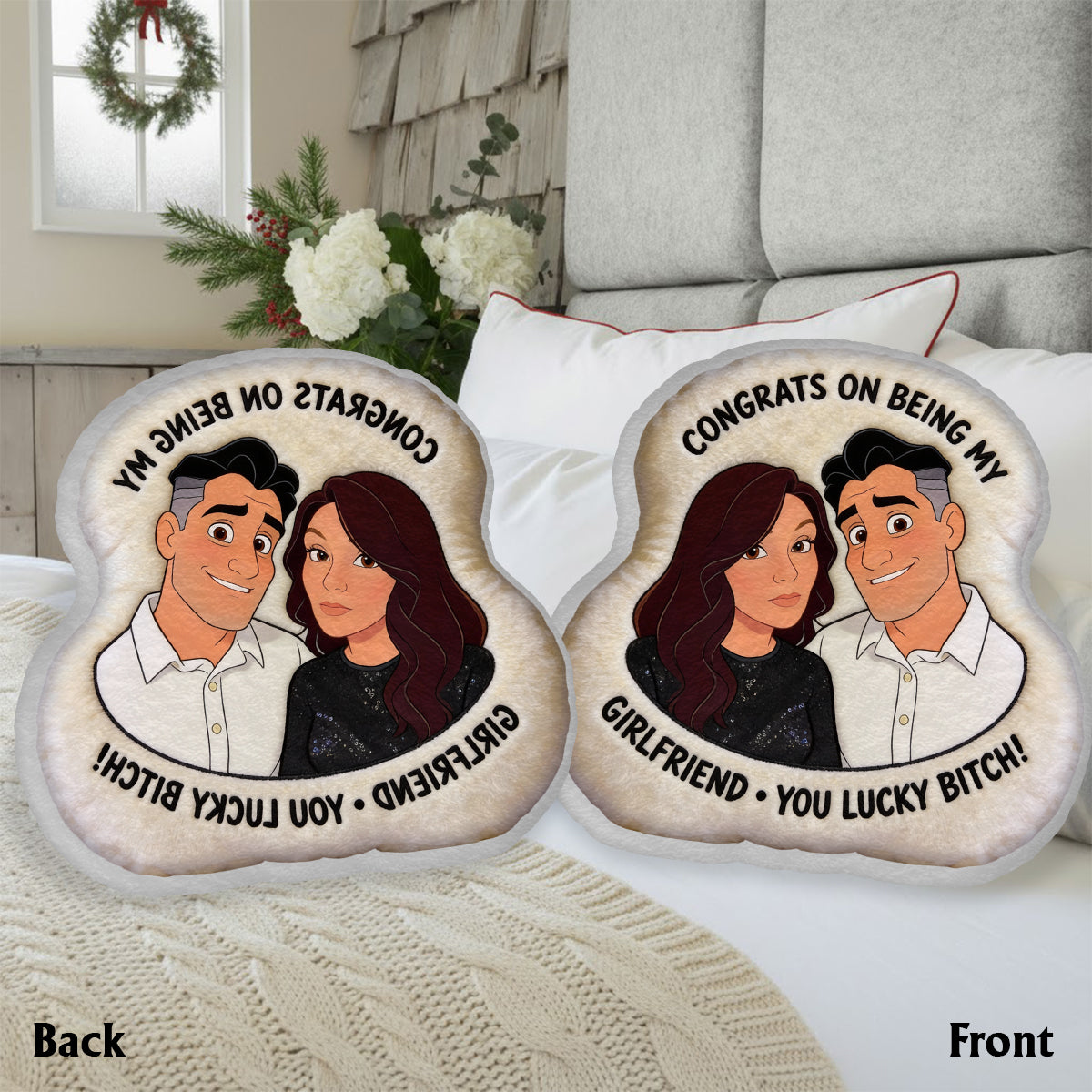 Love Is You - Personalized Couple Faux Fur Shaped Pillow