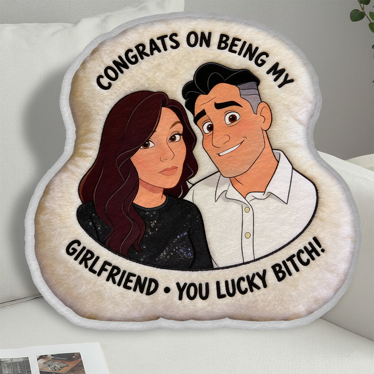 Love Is You - Personalized Couple Faux Fur Shaped Pillow