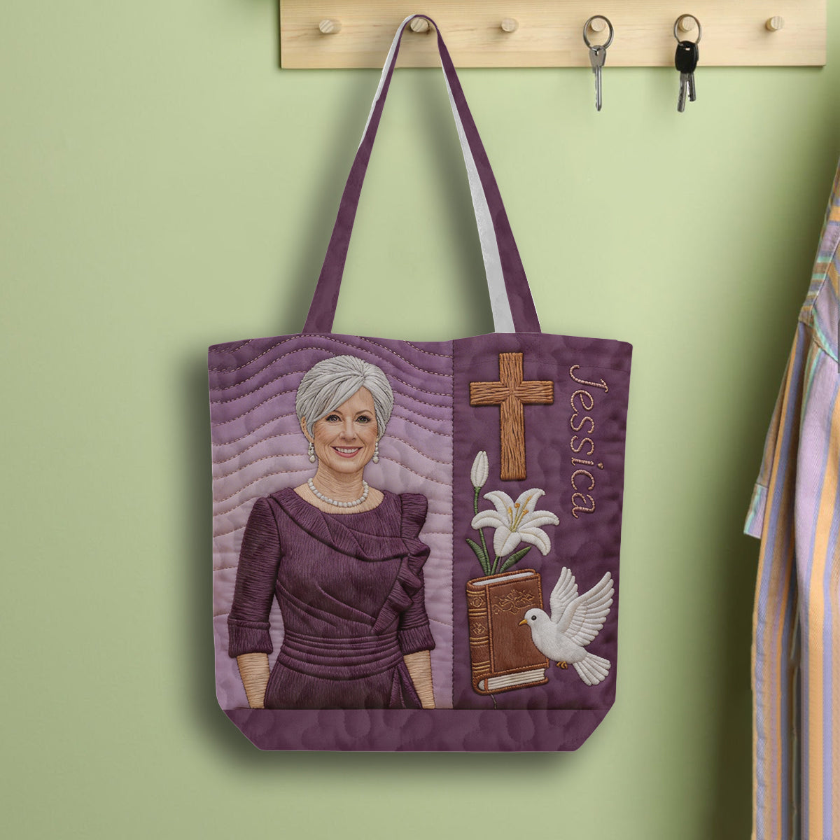Custom Any Photo Believe - Personalized Christian Quilted Tote Bag