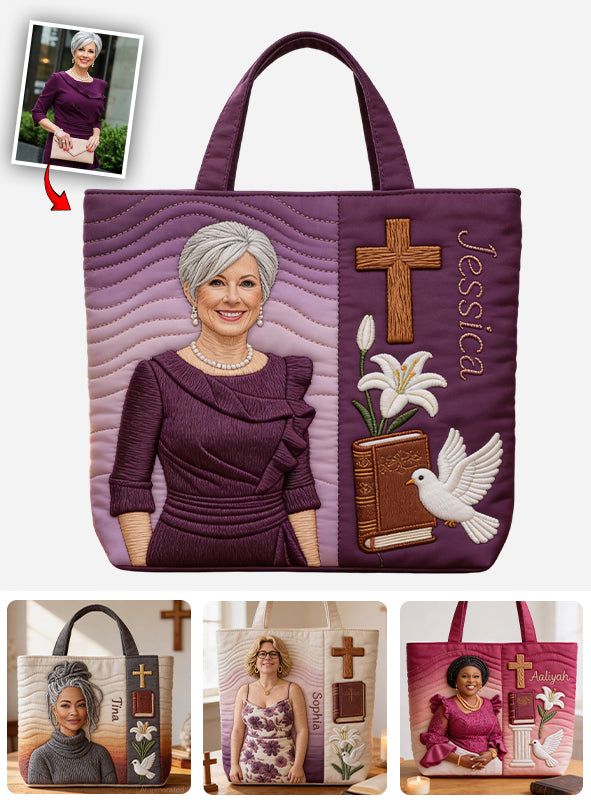 Custom Any Photo Believe - Personalized Christian Quilted Tote Bag