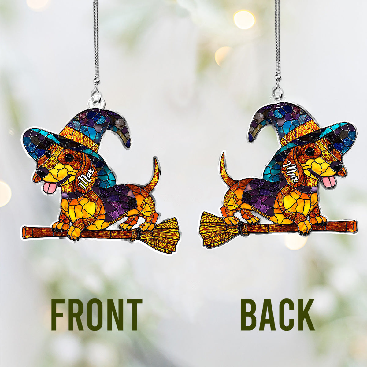 Halloween effrayant - Ornement de voiture personnalisé en forme de chien