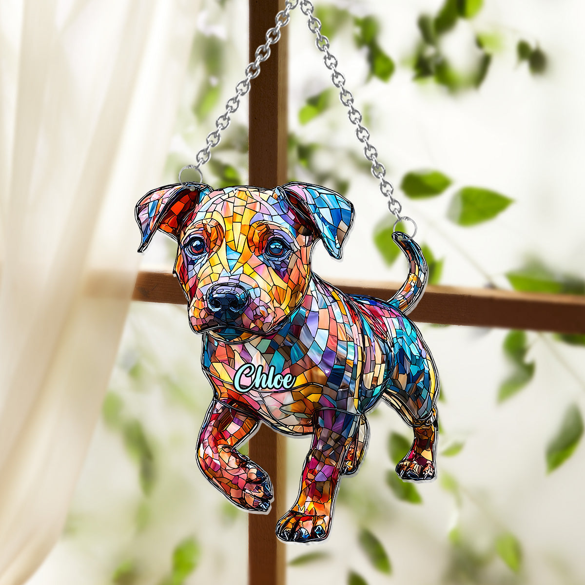 Love Pitbulls - Personalized Pitbull Window Hanging Suncatcher Ornament